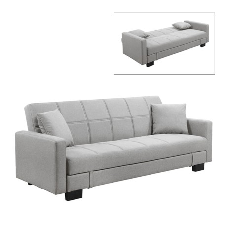 KELSO Sofabed w/Storage Fabric Light Grey