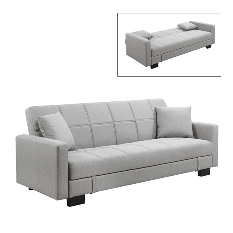 KELSO Sofabed w/Storage Fabric Light Grey