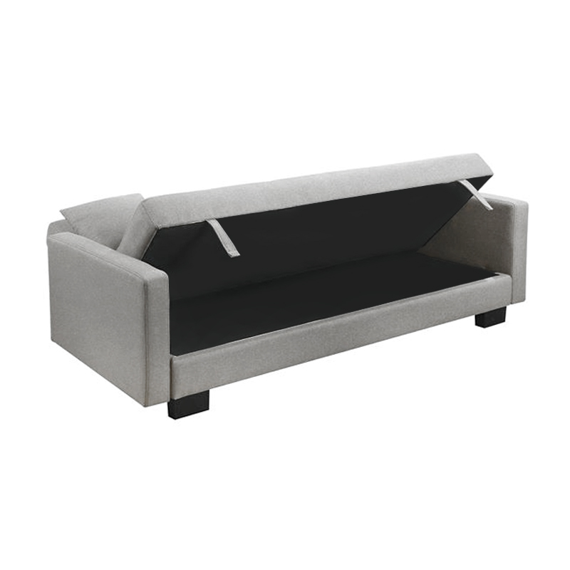 KELSO Sofabed w/Storage Fabric Light Grey