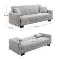 KELSO Sofabed w/Storage Fabric Light Grey