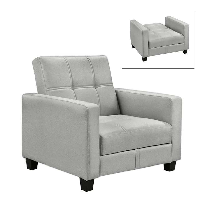 KELSO Armchair Bed w/Storage, Fabric Light Grey