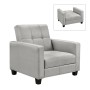 KELSO Armchair Bed w/Storage, Fabric Light Grey