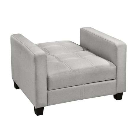 KELSO Armchair Bed w/Storage, Fabric Light Grey