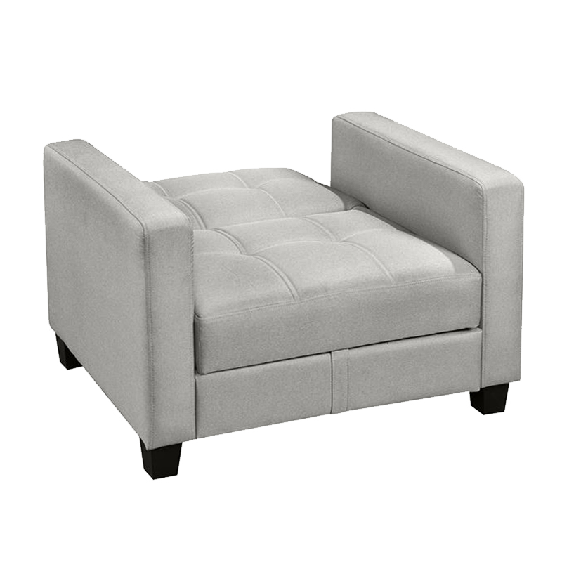 KELSO Armchair Bed w/Storage, Fabric Light Grey