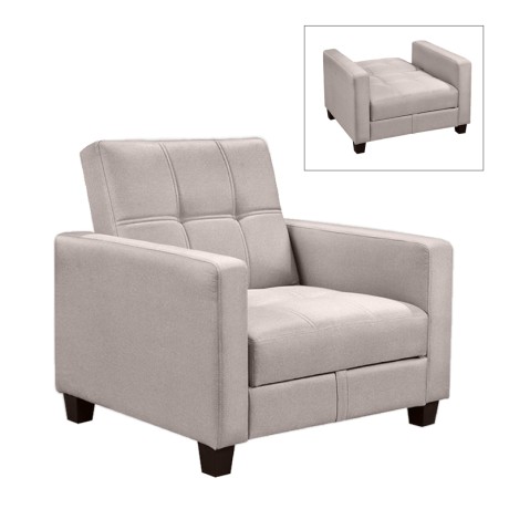 KELSO Armchair Bed w/Storage, Fabric Cappuccino