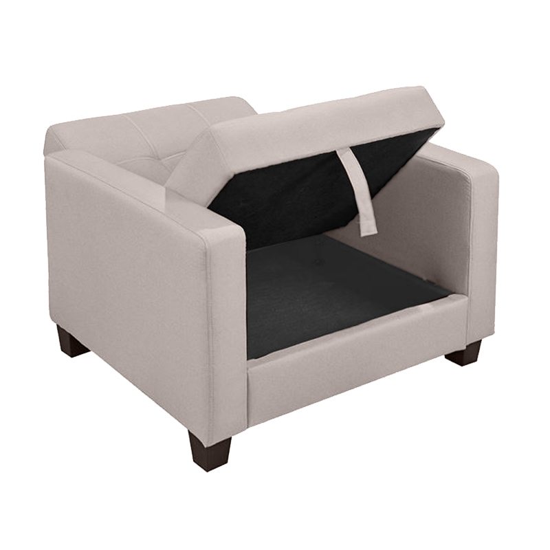 KELSO Armchair Bed w/Storage, Fabric Cappuccino