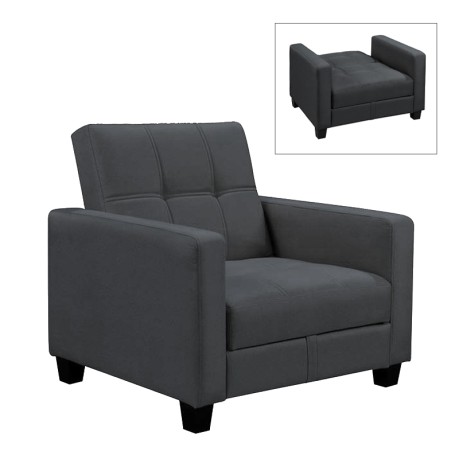 KELSO Armchair Bed w/Storage, Fabric Black