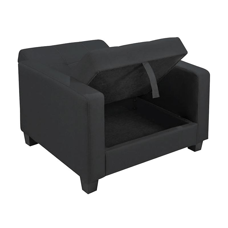 KELSO Armchair Bed w/Storage, Fabric Black