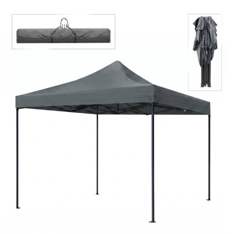 Bari Megapap folding gazebo, metal frame - waterproof fabric 420D, grey color, 3x3x3,10m.