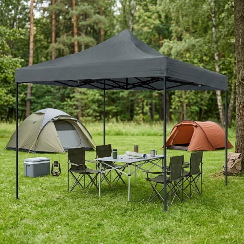 Bari Megapap folding gazebo, metal frame - waterproof fabric 420D, grey color, 3x3x3,10m.