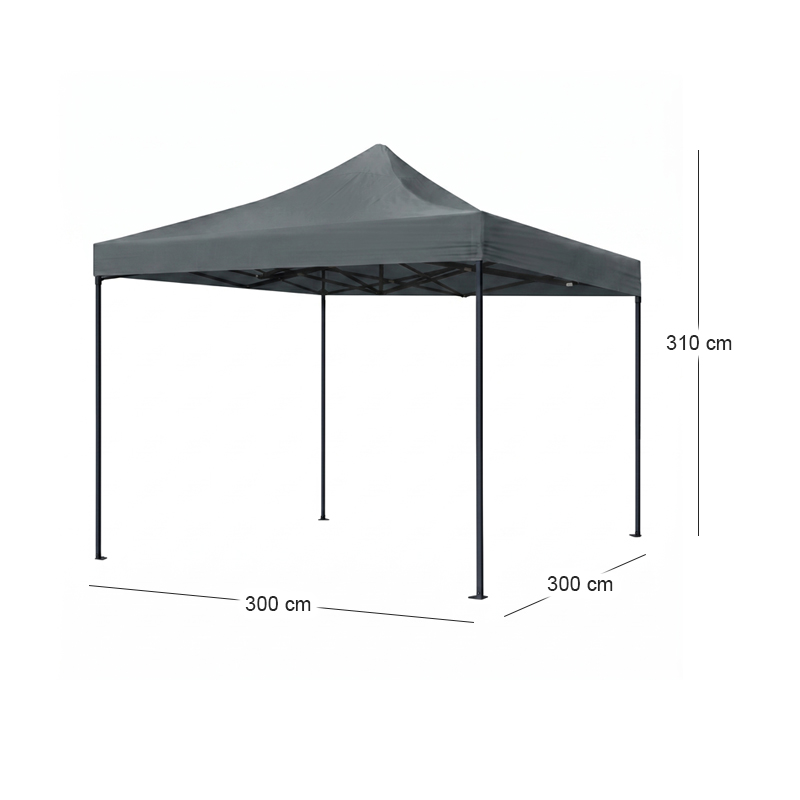 Bari Megapap folding gazebo, metal frame - waterproof fabric 420D, grey color, 3x3x3,10m.