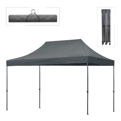 Bari Megapap folding gazebo, metal frame - waterproof fabric 420D, grey color, 3x4,5x3,20m.