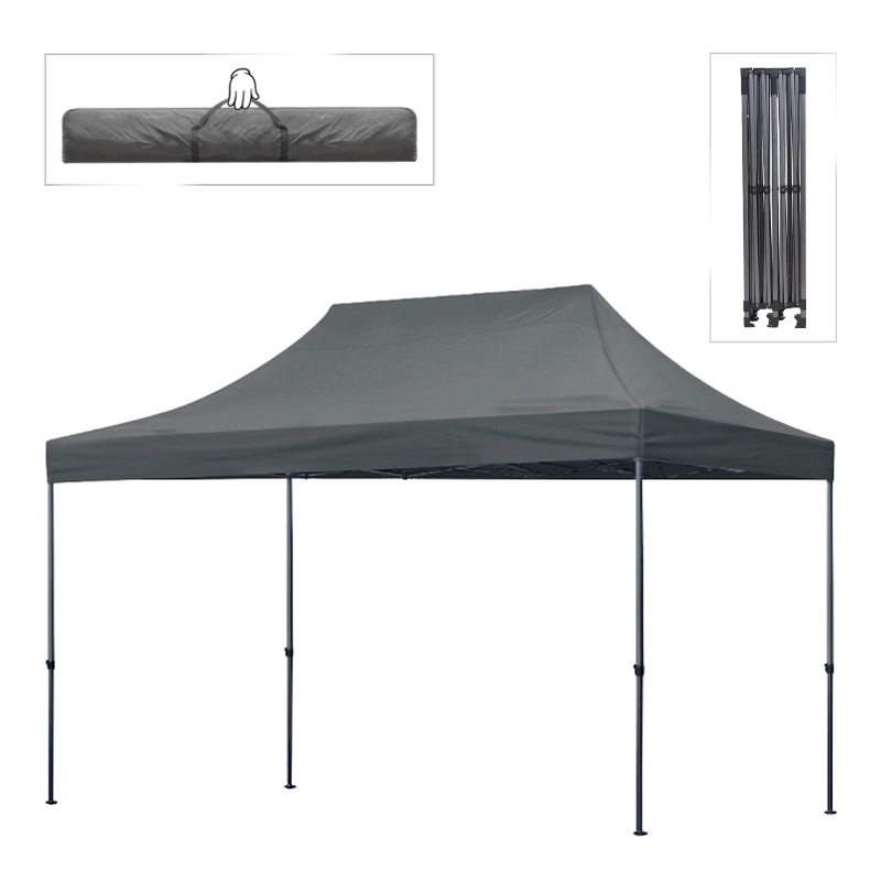 Bari Megapap folding gazebo, metal frame - waterproof fabric 420D, grey color, 3x4,5x3,20m.