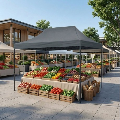 Bari Megapap folding gazebo, metal frame - waterproof fabric 420D, grey color, 3x4,5x3,20m.