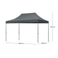 Bari Megapap folding gazebo, metal frame - waterproof fabric 420D, grey color, 3x4,5x3,20m.