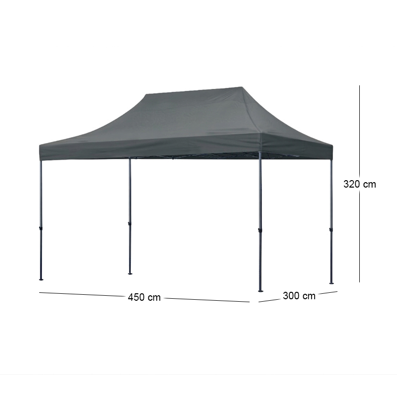 Bari Megapap folding gazebo, metal frame - waterproof fabric 420D, grey color, 3x4,5x3,20m.