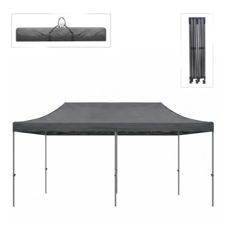 Bari Megapap folding gazebo, metal frame - waterproof fabric 420D, grey color, 3x6x3,27m.