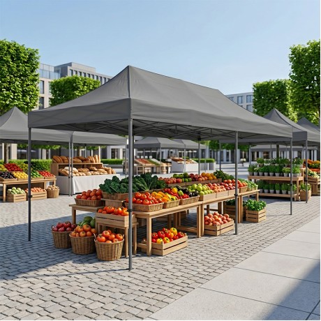 Bari Megapap folding gazebo, metal frame - waterproof fabric 420D, grey color, 3x6x3,27m.