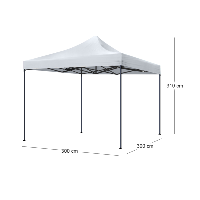 Bari Megapap folding gazebo, metal frame - waterproof fabric 420D, white color, 3x3x3,10m.