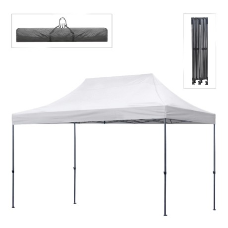 Bari Megapap folding gazebo, metal frame - waterproof fabric 420D, white color, 3x4,5x3,20m.