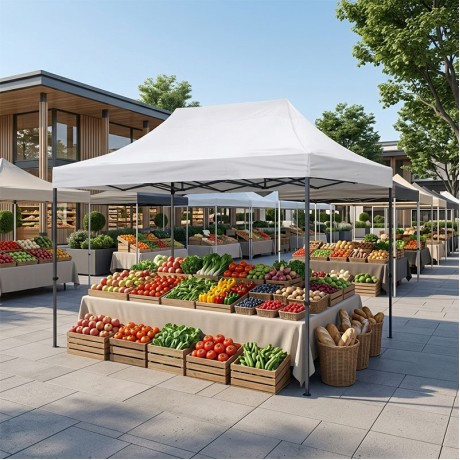 Bari Megapap folding gazebo, metal frame - waterproof fabric 420D, white color, 3x4,5x3,20m.