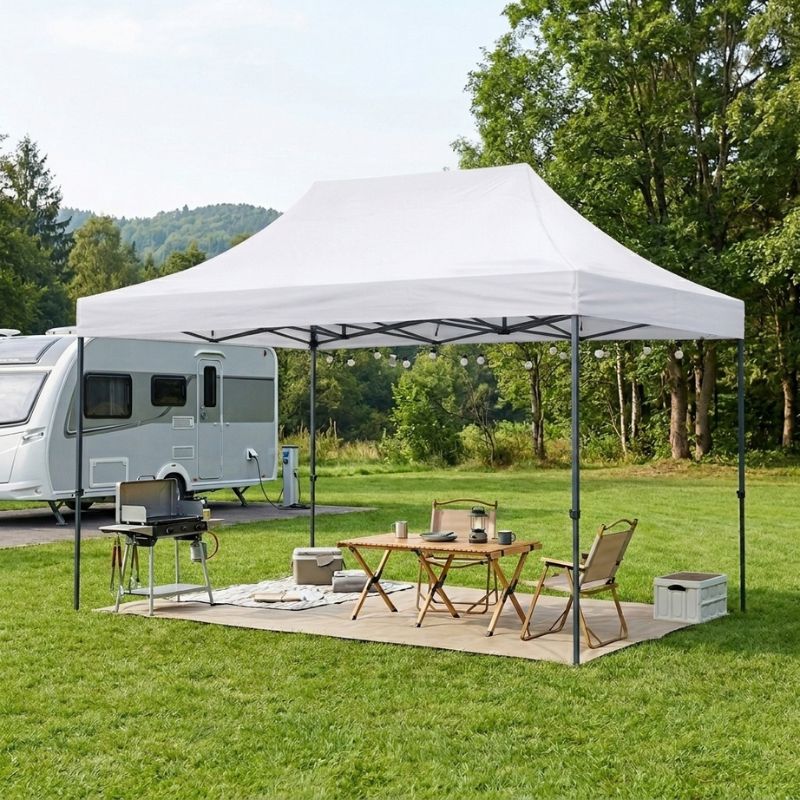 Bari Megapap folding gazebo, metal frame - waterproof fabric 420D, white color, 3x4,5x3,20m.