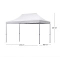 Bari Megapap folding gazebo, metal frame - waterproof fabric 420D, white color, 3x4,5x3,20m.