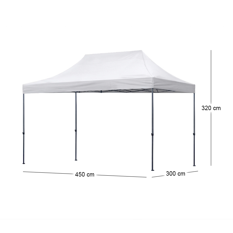 Bari Megapap folding gazebo, metal frame - waterproof fabric 420D, white color, 3x4,5x3,20m.