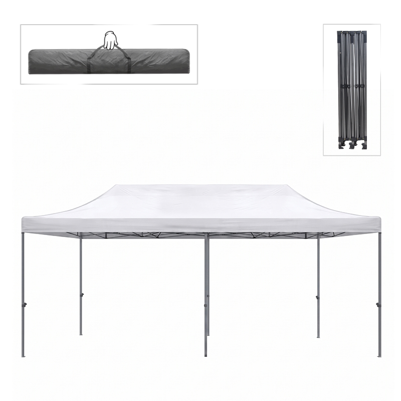Bari Megapap folding gazebo, metal frame - waterproof fabric 420D, white color, 3x6x3,27m.