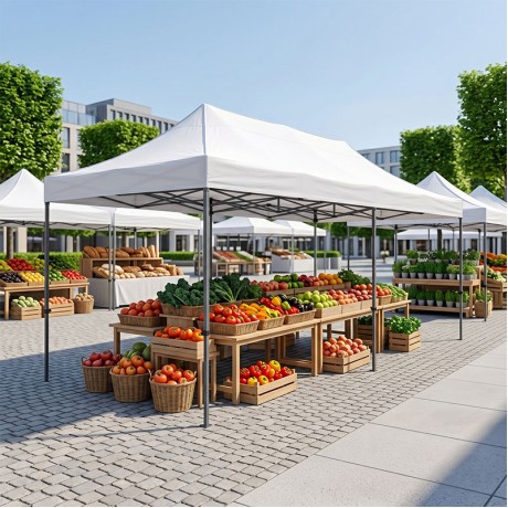Bari Megapap folding gazebo, metal frame - waterproof fabric 420D, white color, 3x6x3,27m.