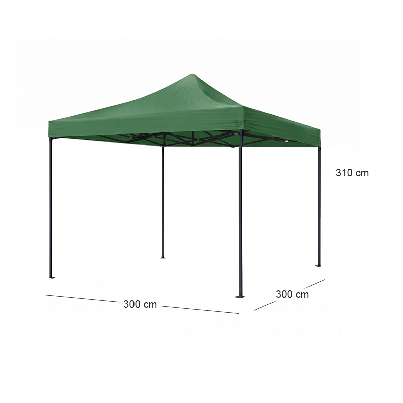 Bari Megapap folding gazebo, metal frame - waterproof fabric 420D, green color, 3x3x3,10m.