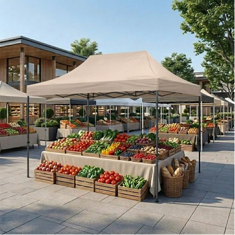 Bari Megapap folding gazebo, metal frame - waterproof fabric 420D, sand color, 3x4,5x3,20m.