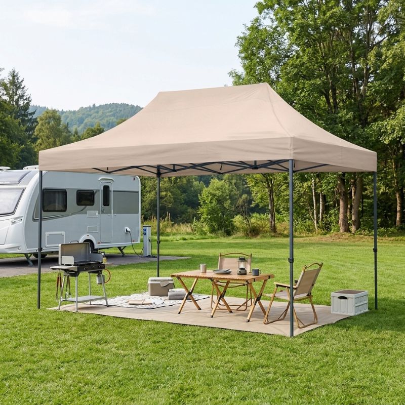 Bari Megapap folding gazebo, metal frame - waterproof fabric 420D, sand color, 3x4,5x3,20m.