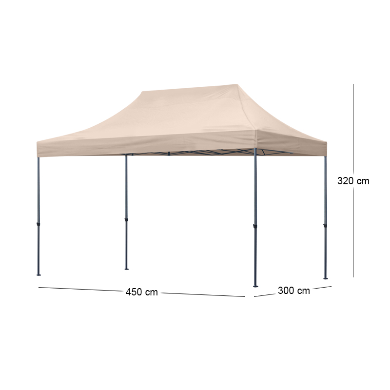 Bari Megapap folding gazebo, metal frame - waterproof fabric 420D, sand color, 3x4,5x3,20m.