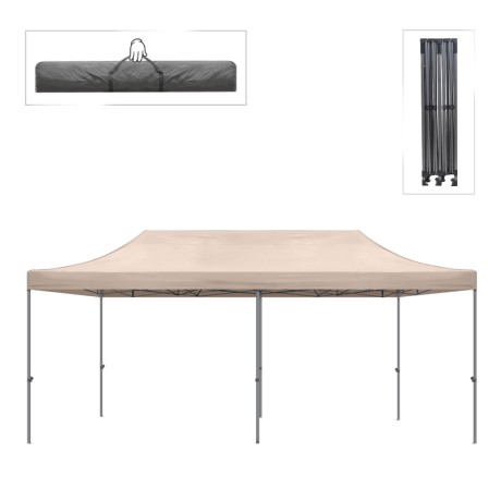 Bari Megapap folding gazebo, metal frame - waterproof fabric 420D, sand color, 3x6x3,27m.