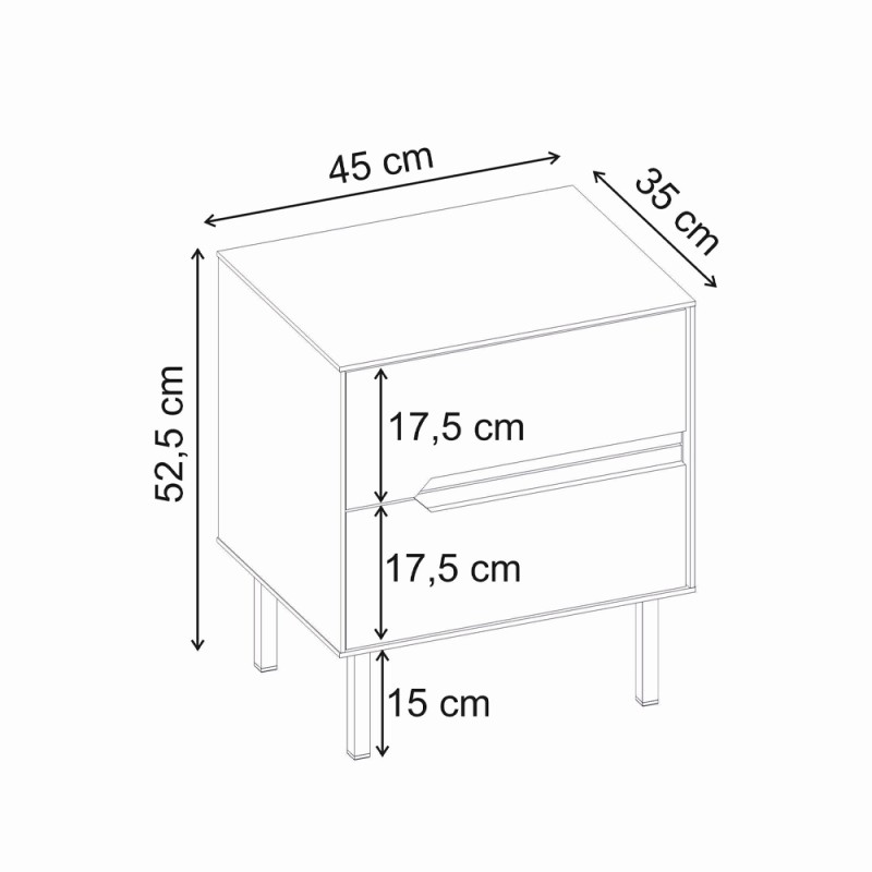 Arch Megapap melamine nightstand in sandstone color 45x35x52,5cm.