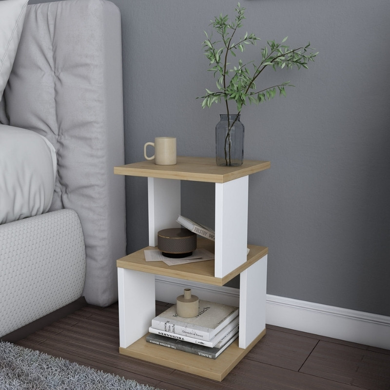 Carter Megapap melamine nightstand in oak - white color 29.6x29.6x49.4cm.