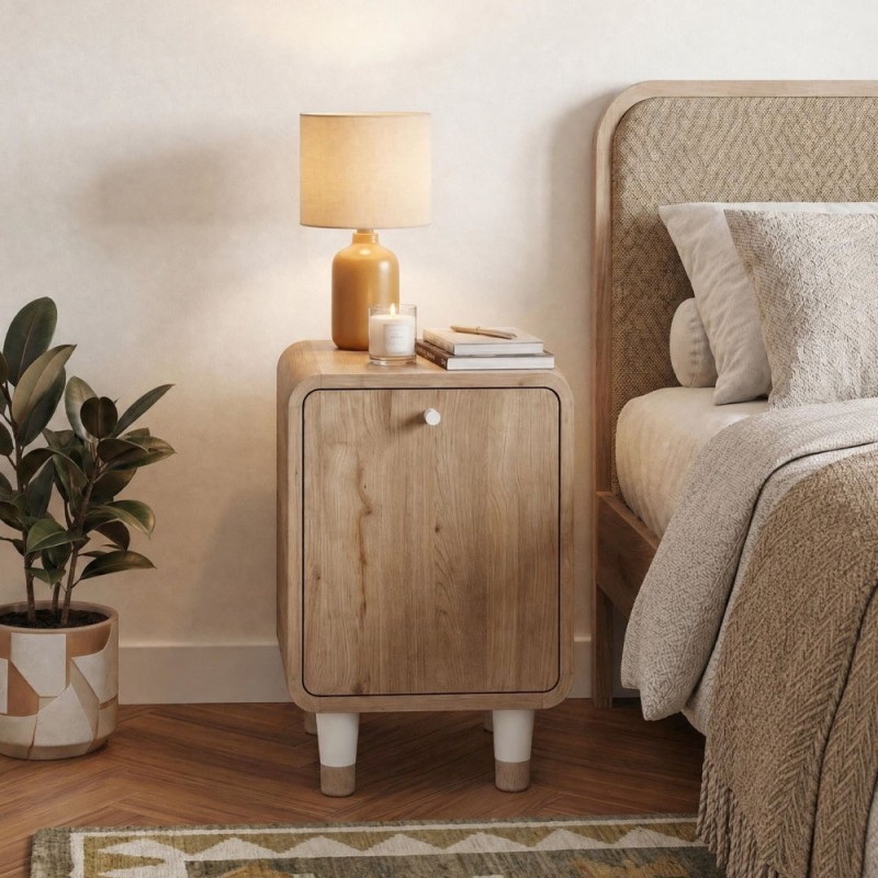 Doro Megapap melamine nightstand in sepet oak color 35.3x34x51cm.