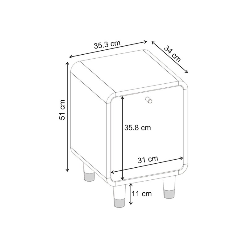 Doro Megapap melamine nightstand in sepet oak color 35.3x34x51cm.