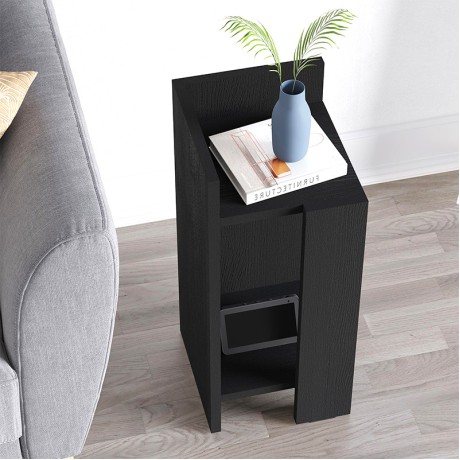 Elos Megapap melamine nightstand left module in black wood color 25x27x60cm.