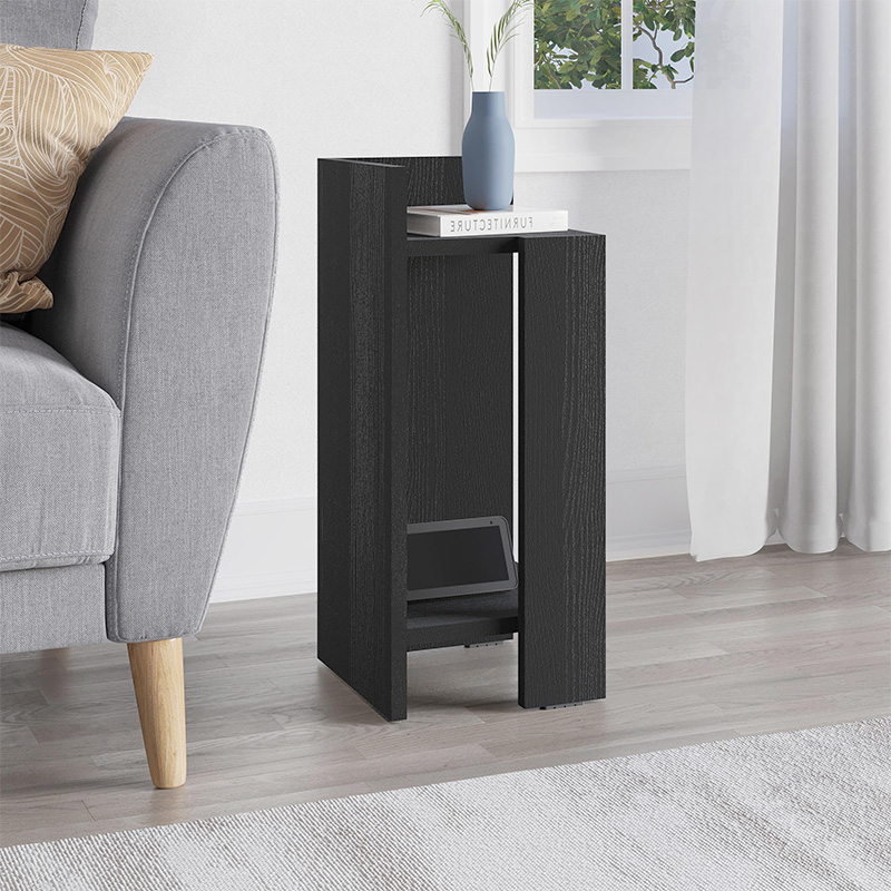 Elos Megapap melamine nightstand left module in black wood color 25x27x60cm.