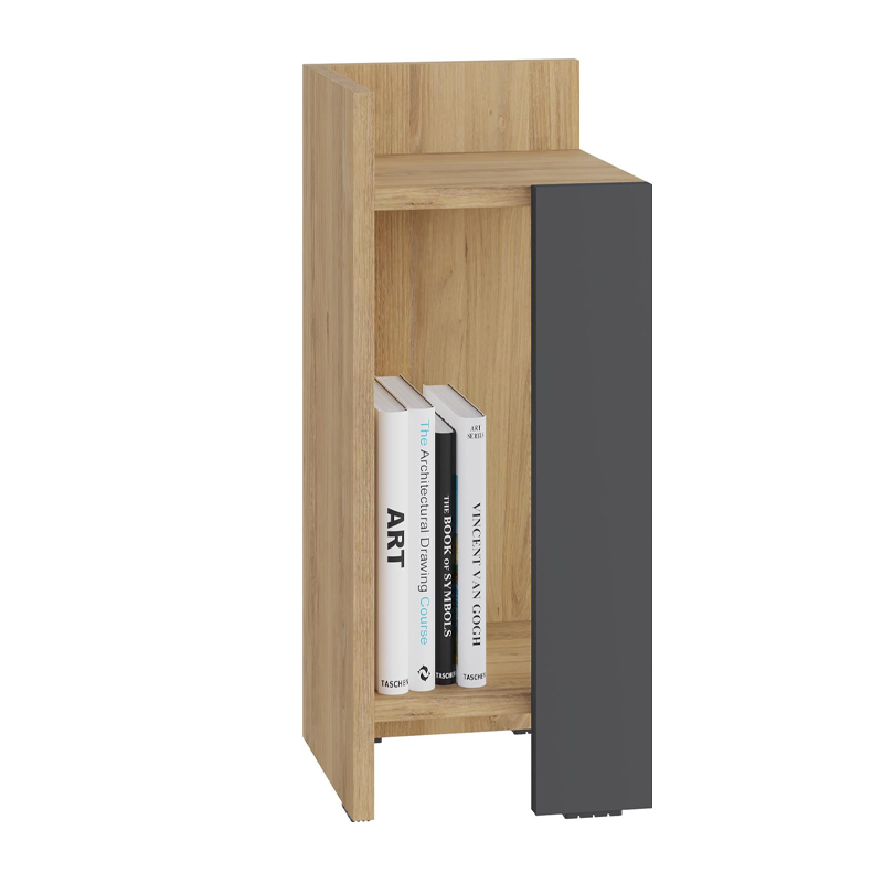 Elos Megapap melamine nightstand left module in sapphire oak - anthracite color 25x27x60cm.