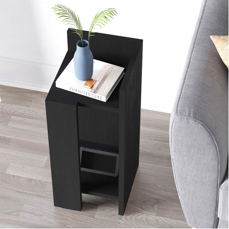 Elos Megapap melamine nightstand right module in black wood color 25x27x60cm.