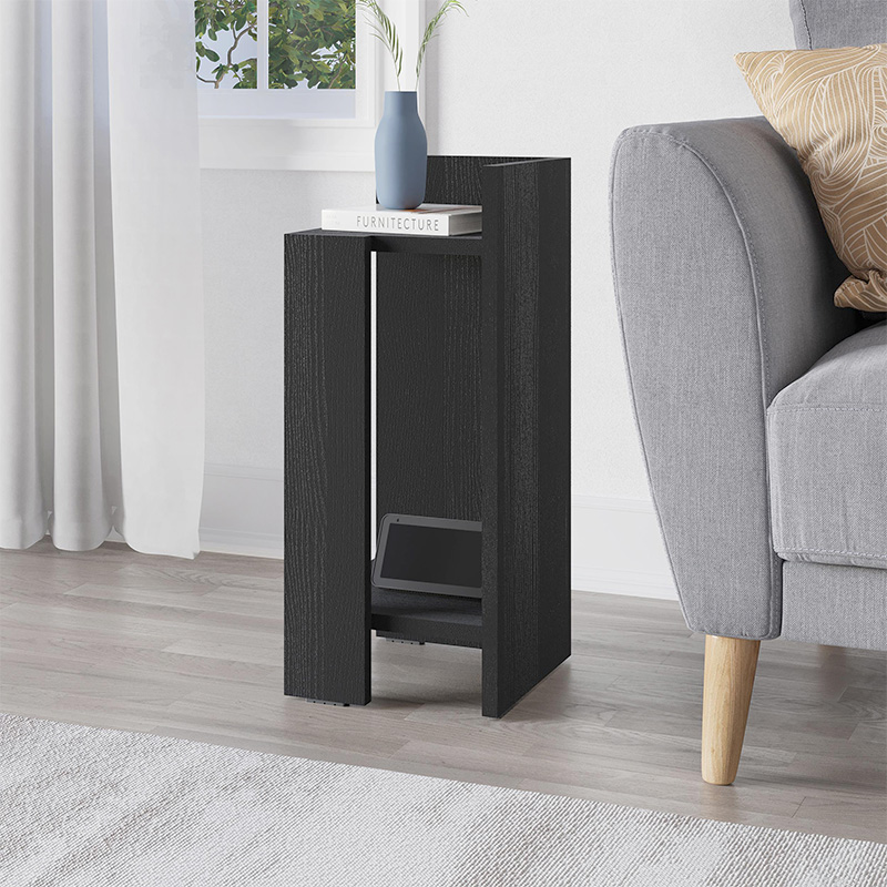 Elos Megapap melamine nightstand right module in black wood color 25x27x60cm.