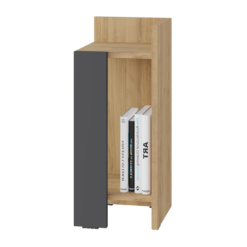 Elos Megapap melamine nightstand right module in sapphire oak - anthracite color 25x27x60cm.