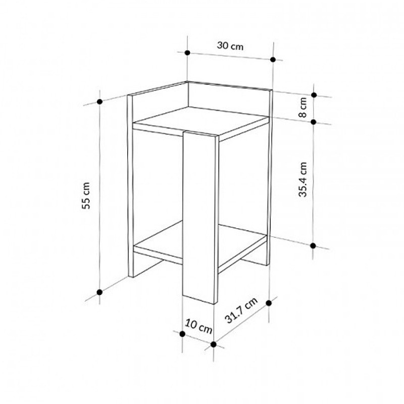 Elos Megapap melamine nightstand right module in sapphire oak - anthracite color 25x27x60cm.