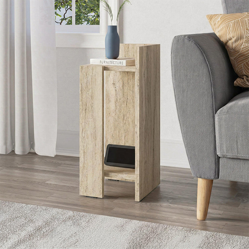 Elos Megapap melamine nightstand right module in travertine color 25x27x60cm.