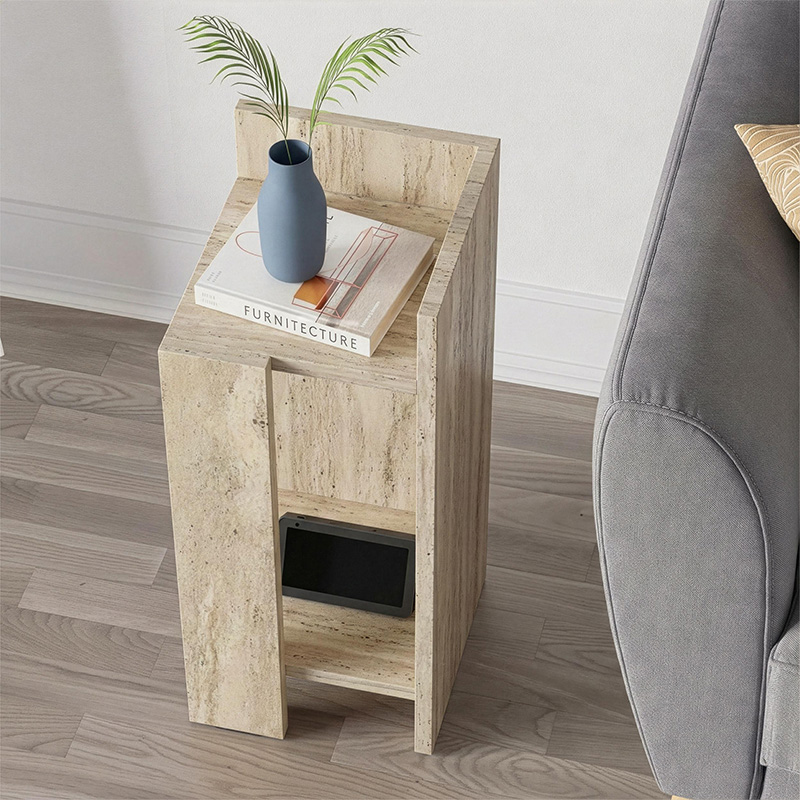 Elos Megapap melamine nightstand right module in travertine color 25x27x60cm.