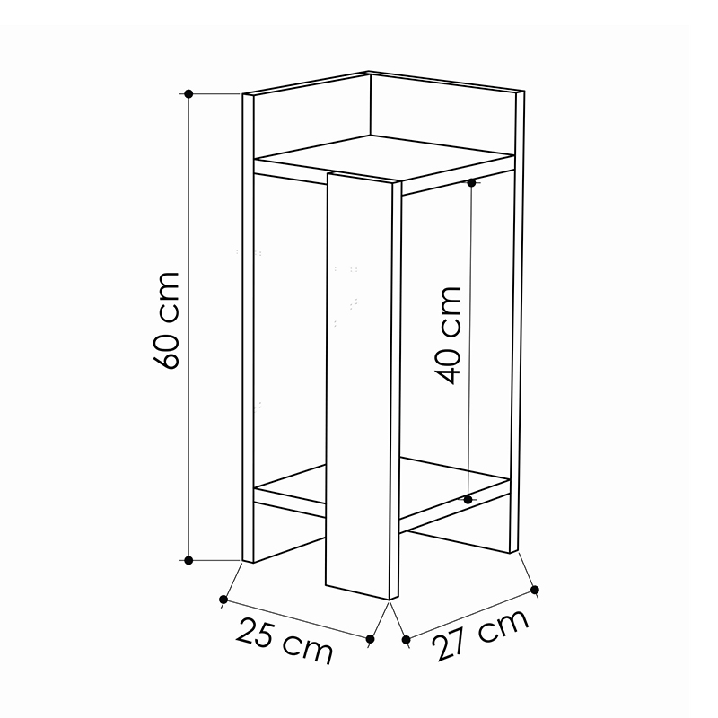Elos Megapap melamine nightstand right module in travertine color 25x27x60cm.
