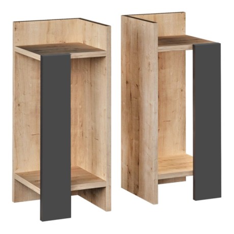 Κομοδίνο Elos Megapap σετ 2 τεμαχίων χρώμα sapphire oak - ανθρακί 25x27x60εκ.